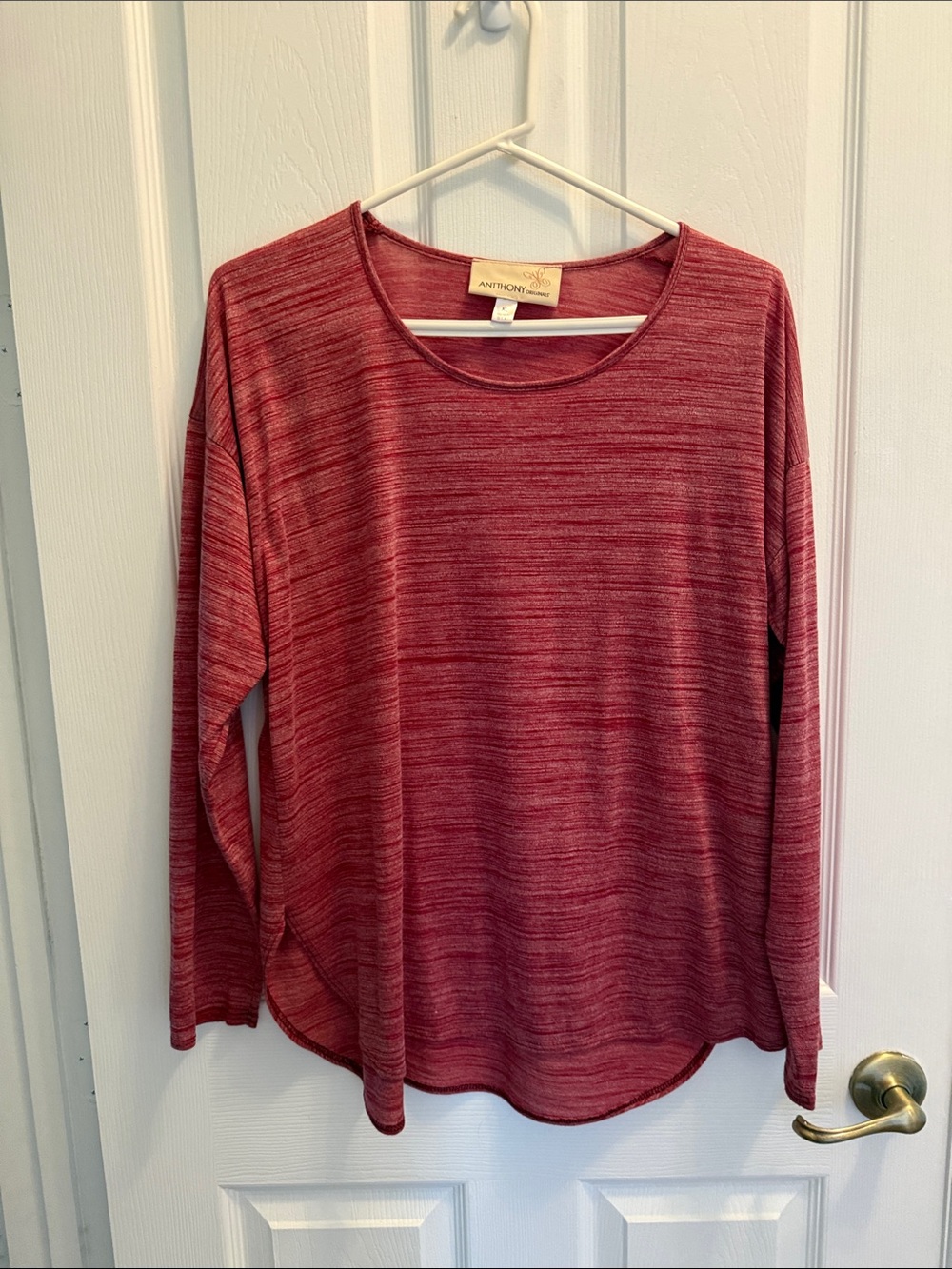 Anthony Originals Relaxed Marled Red Long-Sleeve Crewneck Tee